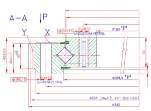 Rysunek wymiarowy łożyska 9E-1Z14-0254-0110