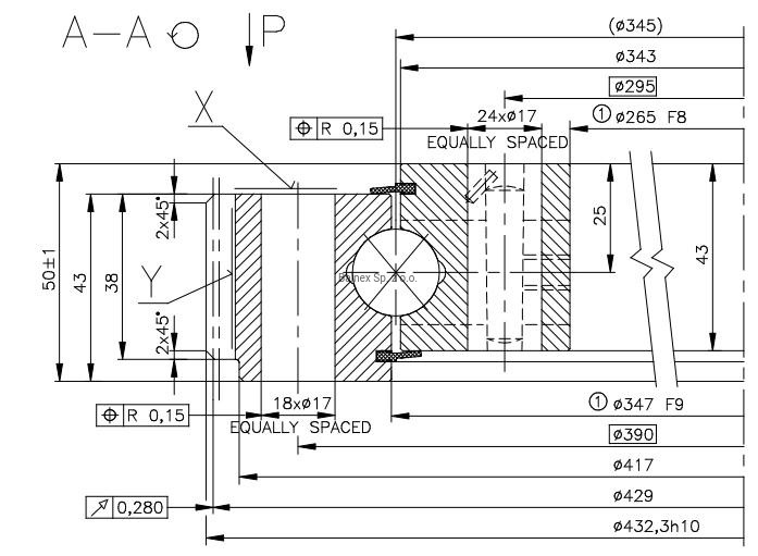 9E-1B20-0345-1153; Łożysko o średnicy zewnętrznej 432,3 mm