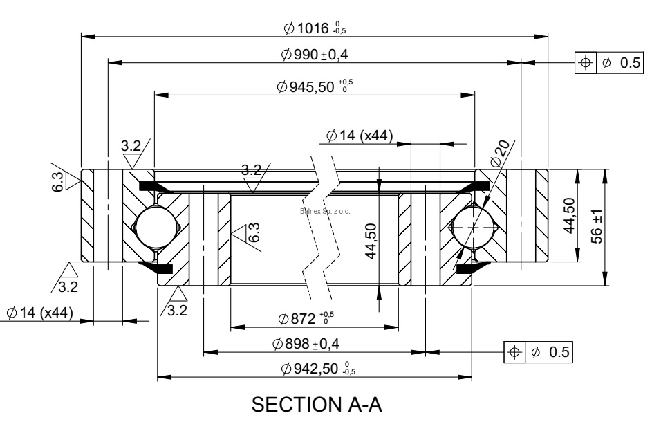 SD.1016.20.00.B; Łożysko o średnicy zewnętrznej 1016 mm