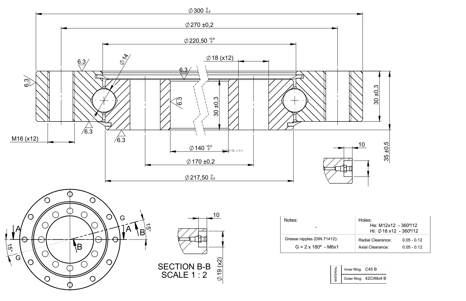 SD.300.14.10.D2; Łożysko o średnicy zewnętrznej 300 mm