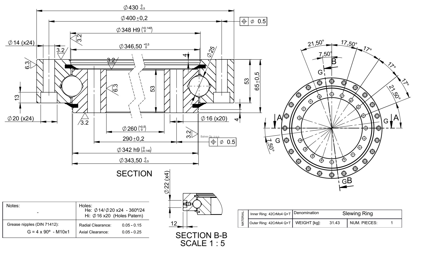 E.319.16.15.D.3_004; Łożysko o średnicy zewnętrznej 318,6 mm