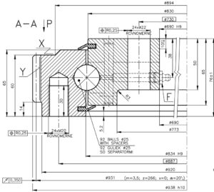 9E-1B25-0832-1312; Łożysko o średnicy zewnętrznej 938 mm