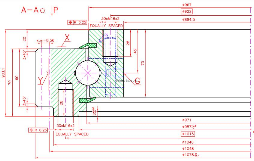 9E-1B45-2768-1276; Łożysko o średnicy zewnętrznej 2876,8 mm