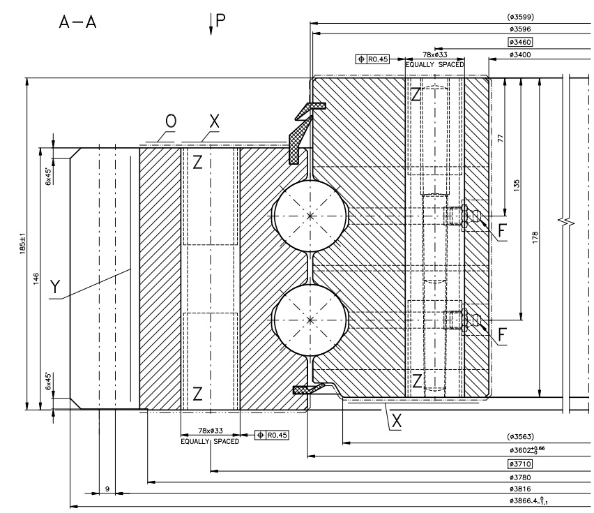 9E-2B40-3599-1470; Łożysko o średnicy zewnętrznej 3866 mm