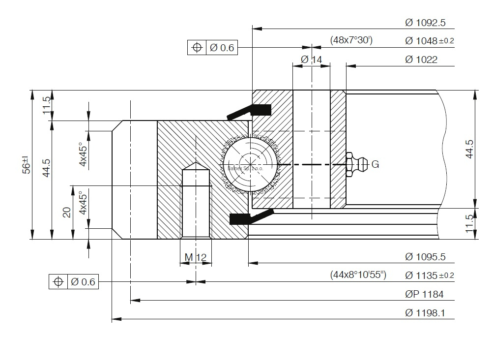 E.1200.20.00.B; Łożysko o średnicy zewnętrznej 1198,1 mm