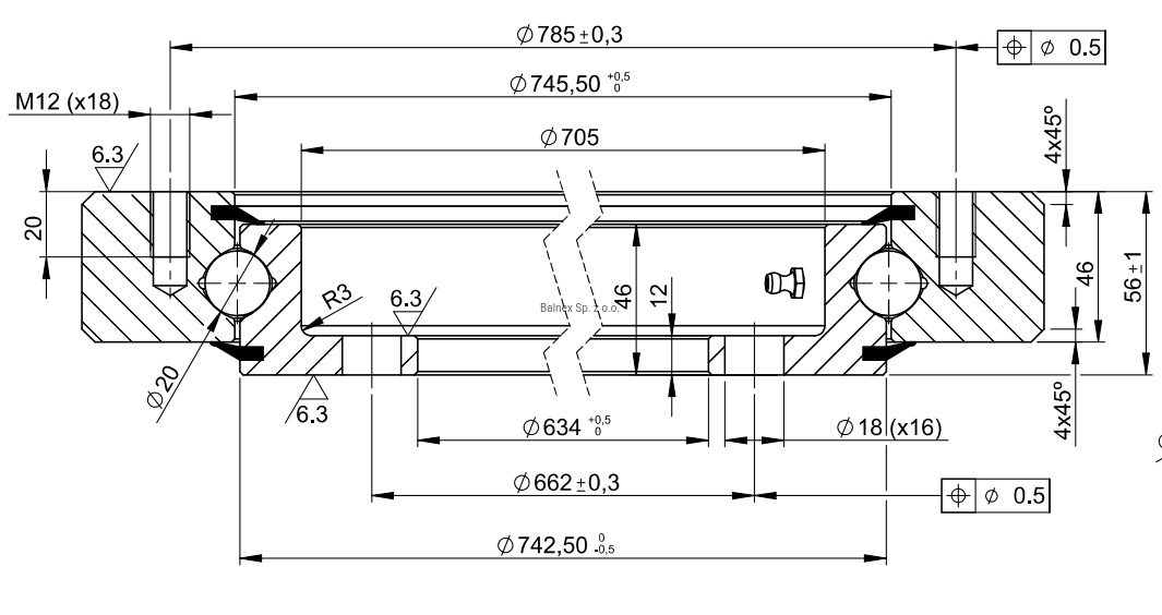 E.850.20.00.C; Łożysko o średnicy zewnętrznej 838,8 mm