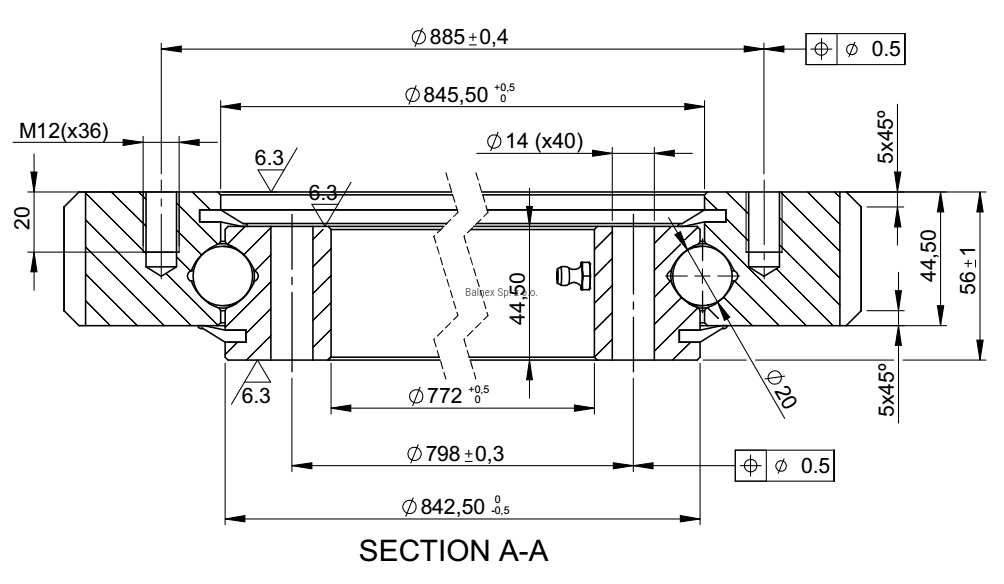 E.950.20.00.B; Łożysko o średnicy zewnętrznej 950,10 mm