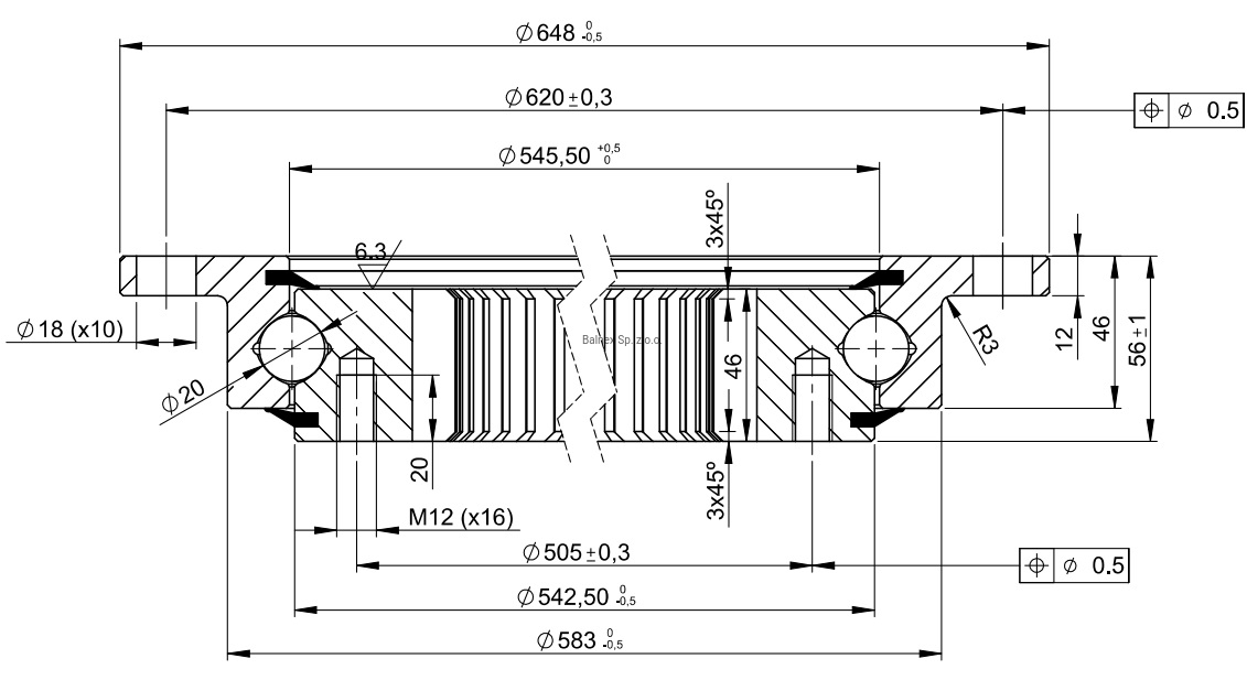 I.650.20.00.C; Łożysko o średnicy zewnętrznej 648 mm