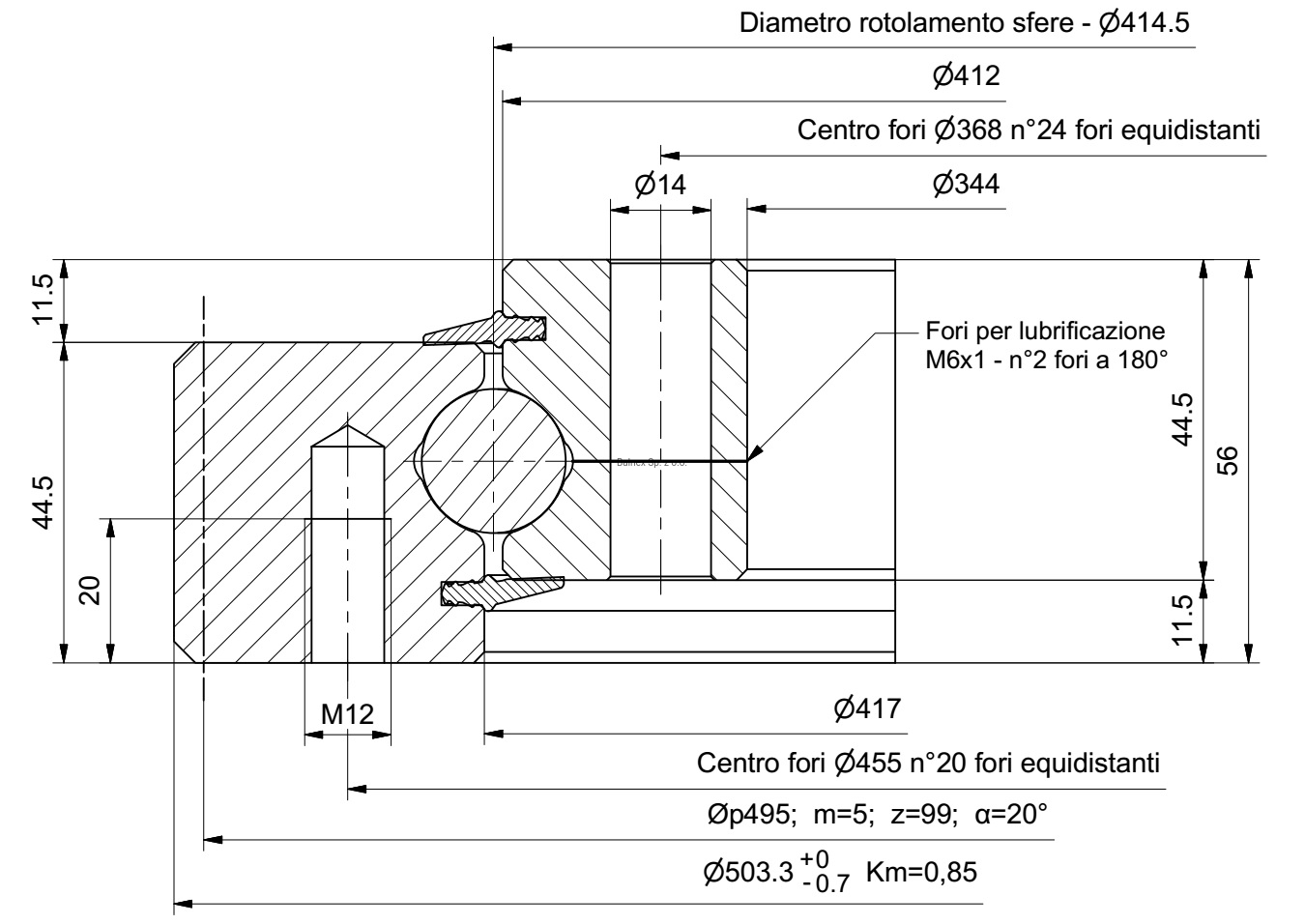 OE10500101; Łożysko o średnicy zewnętrznej 503,3 mm