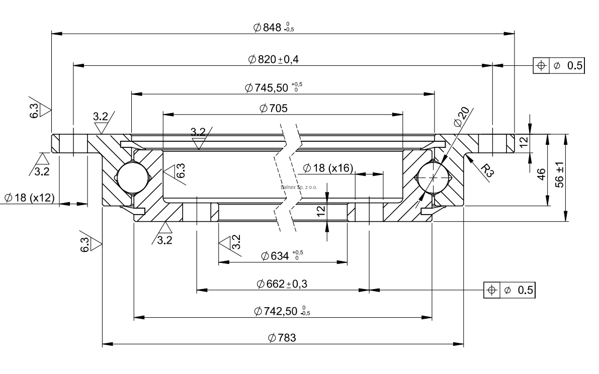 SD.850.20.00.C; Łożysko o średnicy zewnętrznej 848mm