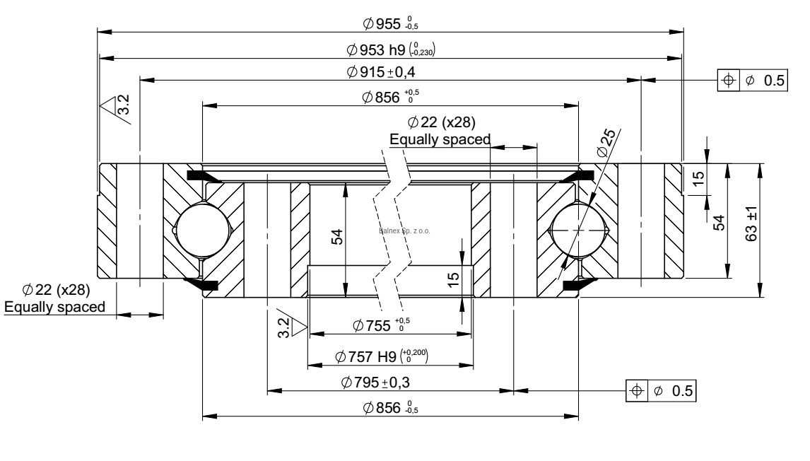 SD.955.25.00.B; Łożysko o średnicy zewnętrznej 955mm