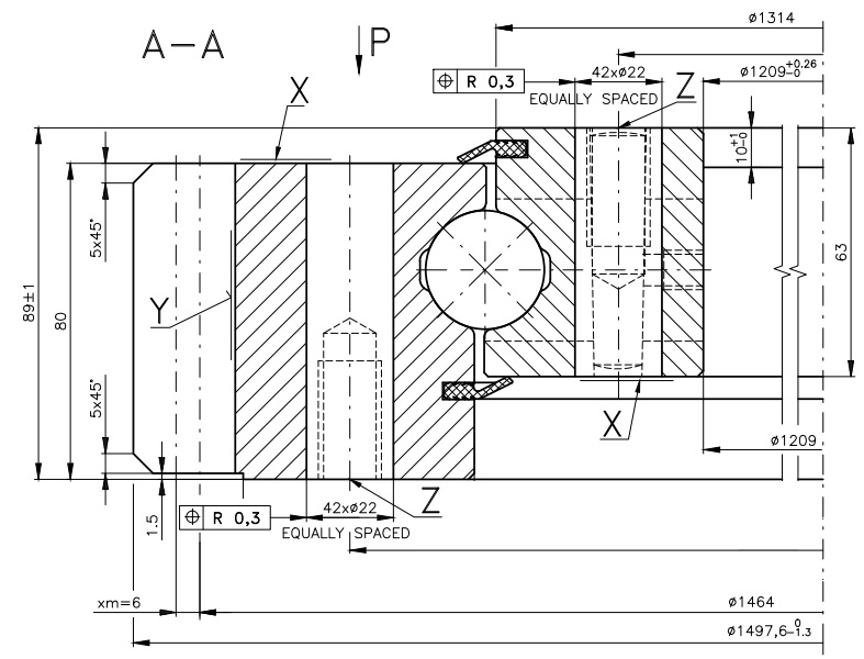 9E-1B30-1320-1796; Łożysko o średnicy zewnętrznej 1497,6 mm