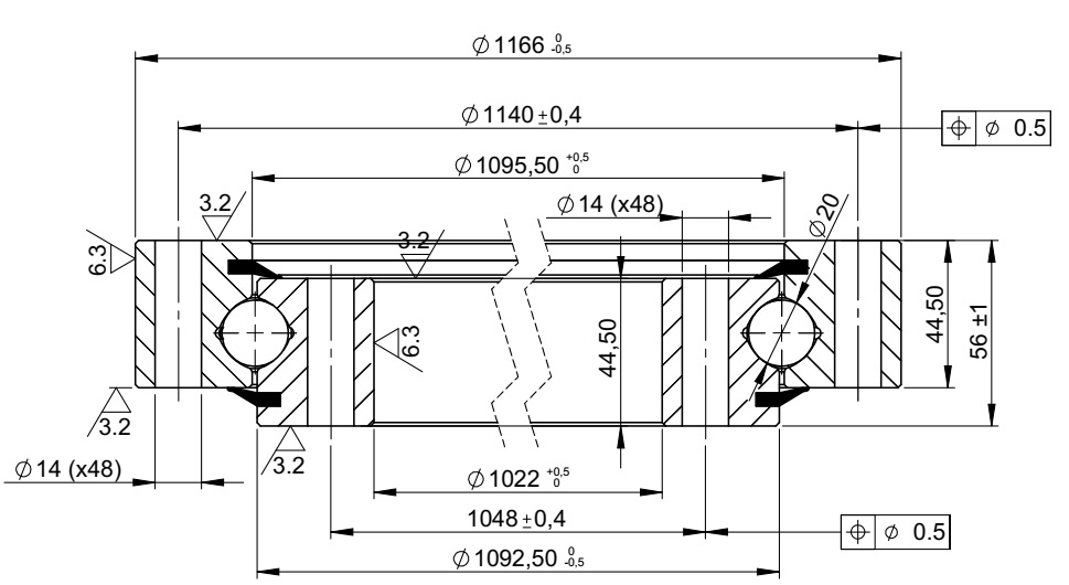 SD.1166.20.00.B; Łożysko o średnicy zewnętrznej 1166 mm