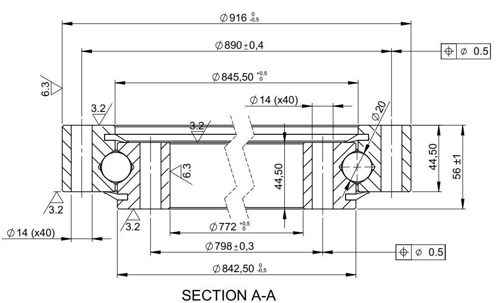 SD.916.20.00.B; Łożysko o średnicy zewnętrznej 916 mm